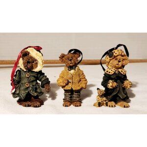 Boyds Bear & Friends Resin Bear Figurine Trio Set With Ribbons Ornaments